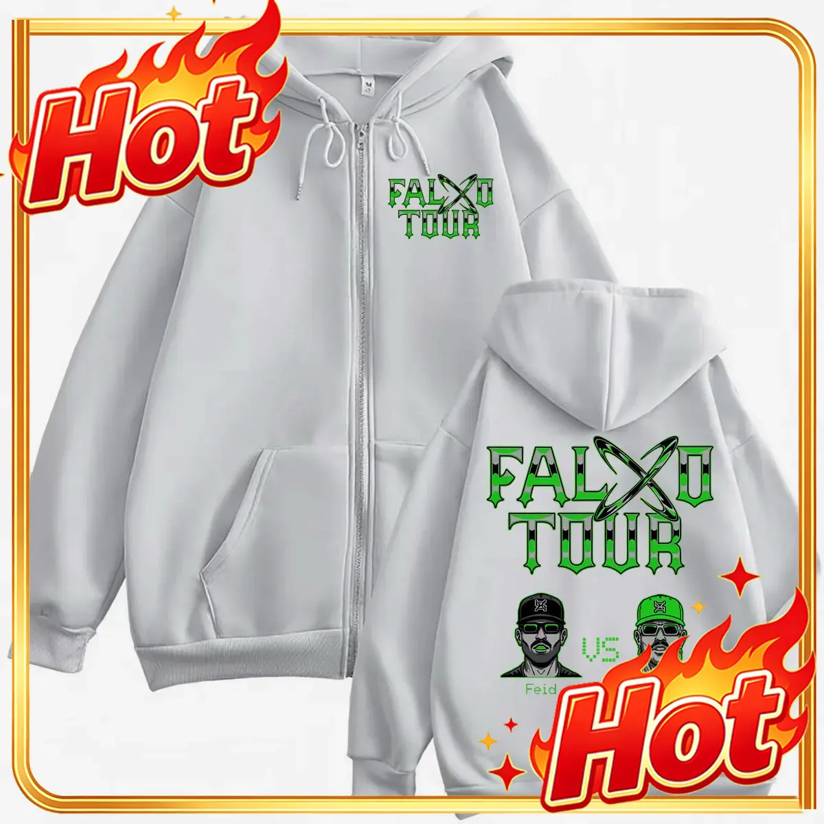 Mens Fashion Zip Up Hoodies - Sweat à capuche zippé Feid Vs